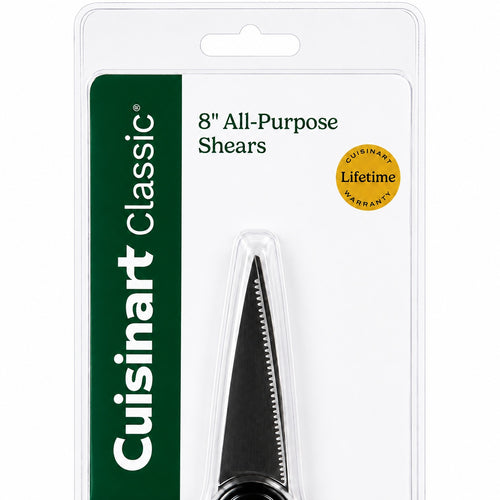 Cuisinart 8-Inch All Purpose Kitchen Scissors Stainless Steel Serrated Blades Built-In Bottle Opener Multipurpose Kitchen Shears Black