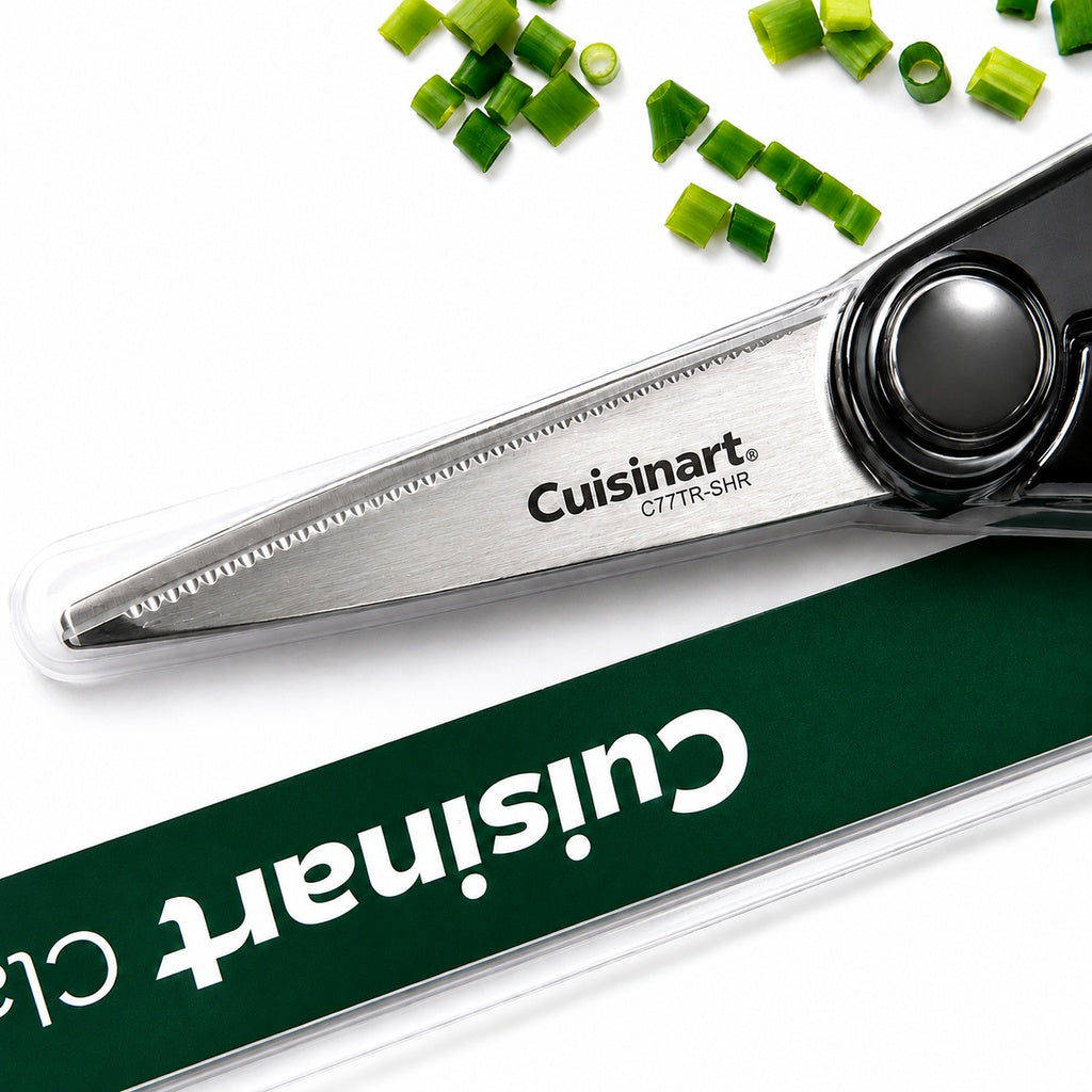 Cuisinart 8-Inch All Purpose Kitchen Scissors Stainless Steel Serrated Blades Built-In Bottle Opener Multipurpose Kitchen Shears Black
