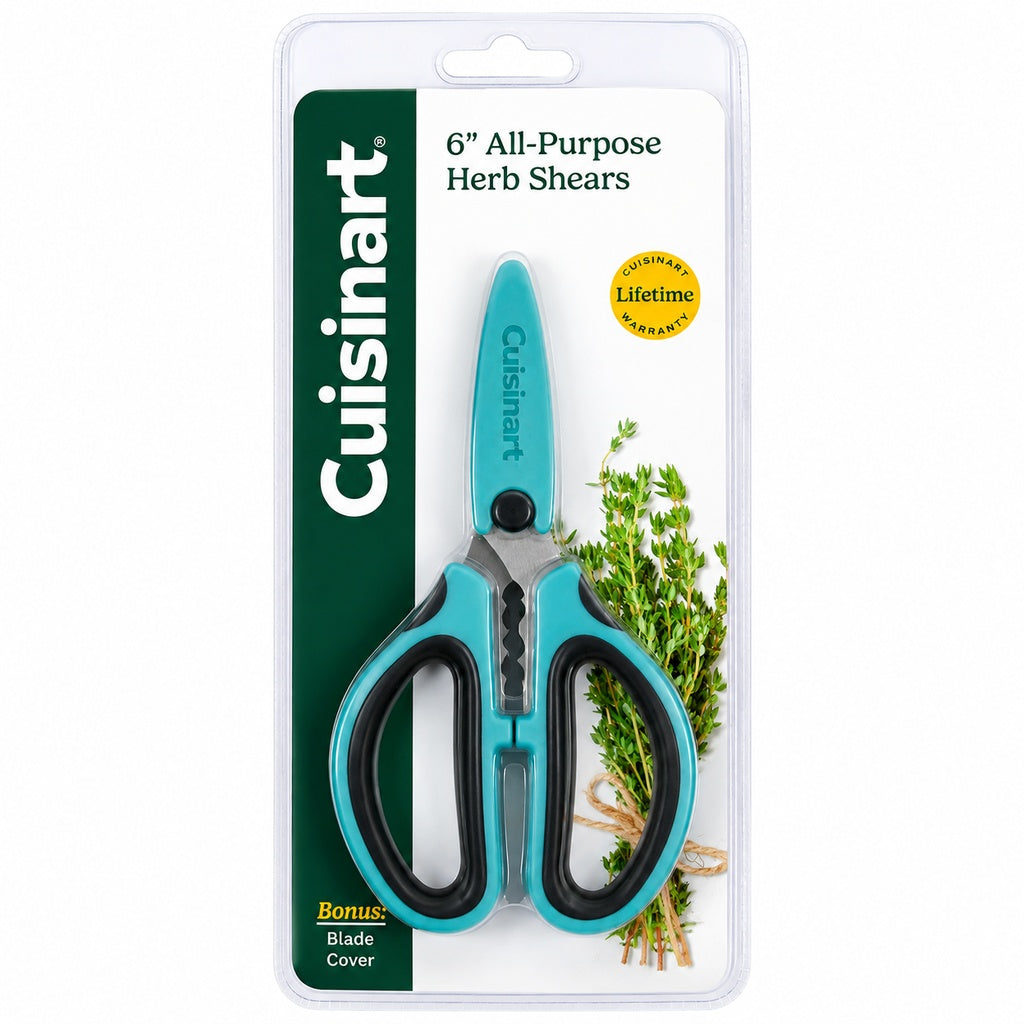Cuisinart 6" All-Purpose Herb Shears with Stainless Steel Blades Herb Stripper & Blade Cover Kitchen Herb Scissors for Basil, Parsley, Chives & More