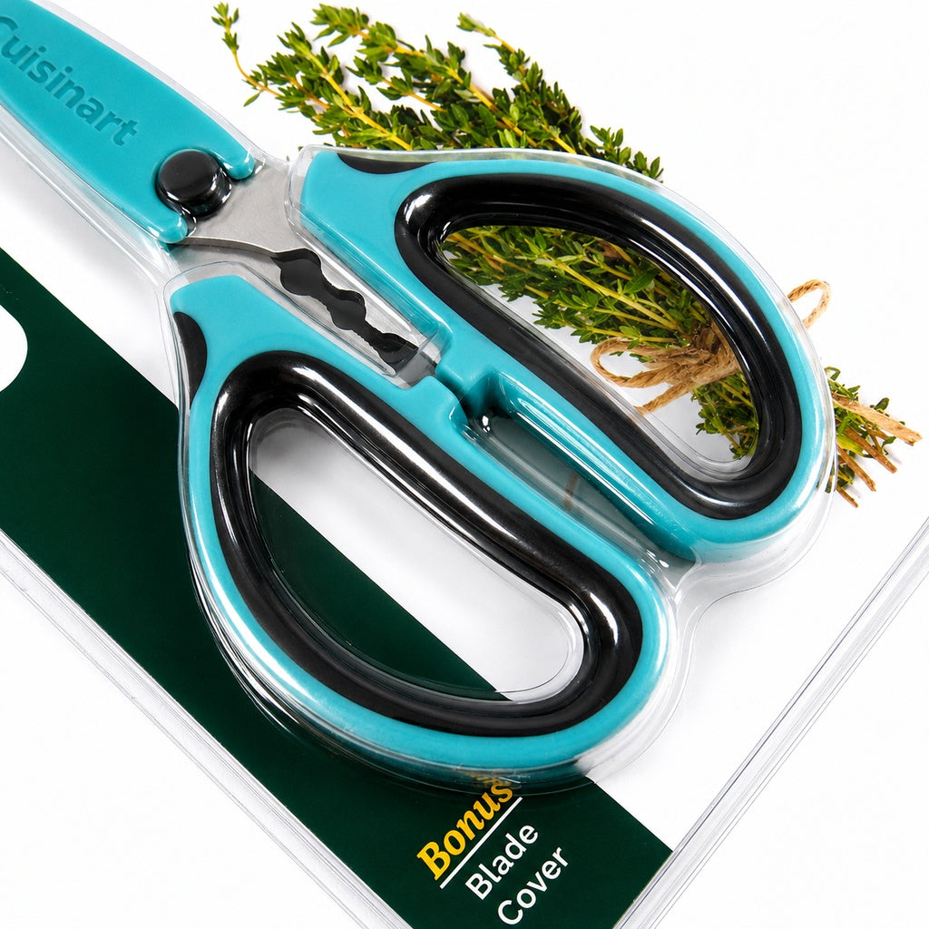 Cuisinart 6" All-Purpose Herb Shears with Stainless Steel Blades Herb Stripper & Blade Cover Kitchen Herb Scissors for Basil, Parsley, Chives & More