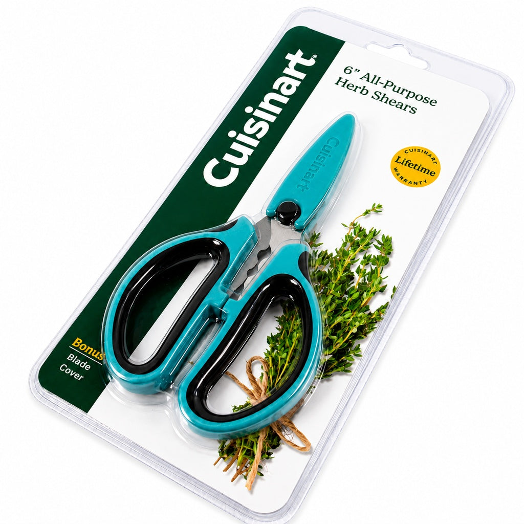 Cuisinart 6" All-Purpose Herb Shears with Stainless Steel Blades Herb Stripper & Blade Cover Kitchen Herb Scissors for Basil, Parsley, Chives & More
