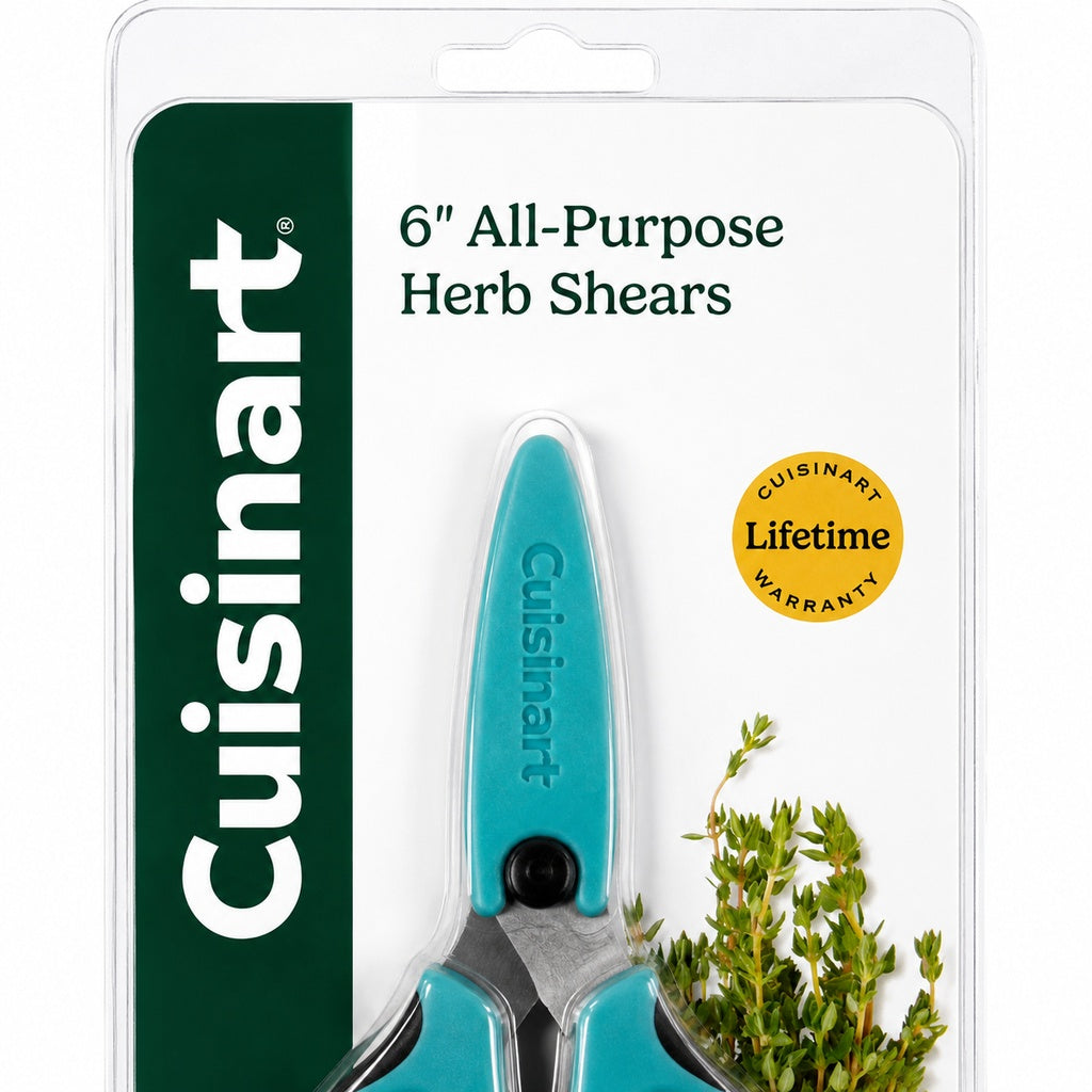 Cuisinart 6" All-Purpose Herb Shears with Stainless Steel Blades Herb Stripper & Blade Cover Kitchen Herb Scissors for Basil, Parsley, Chives & More