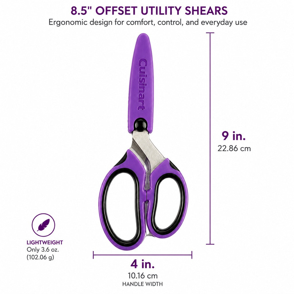Cuisinart Classic Purple 8.5" Offset Utility Shears Stainless Steel Multi-Purpose Kitchen Scissors