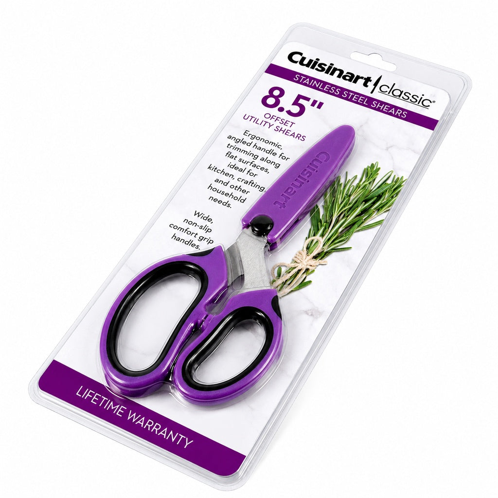 Cuisinart Classic Purple 8.5" Offset Utility Shears Stainless Steel Multi-Purpose Kitchen Scissors