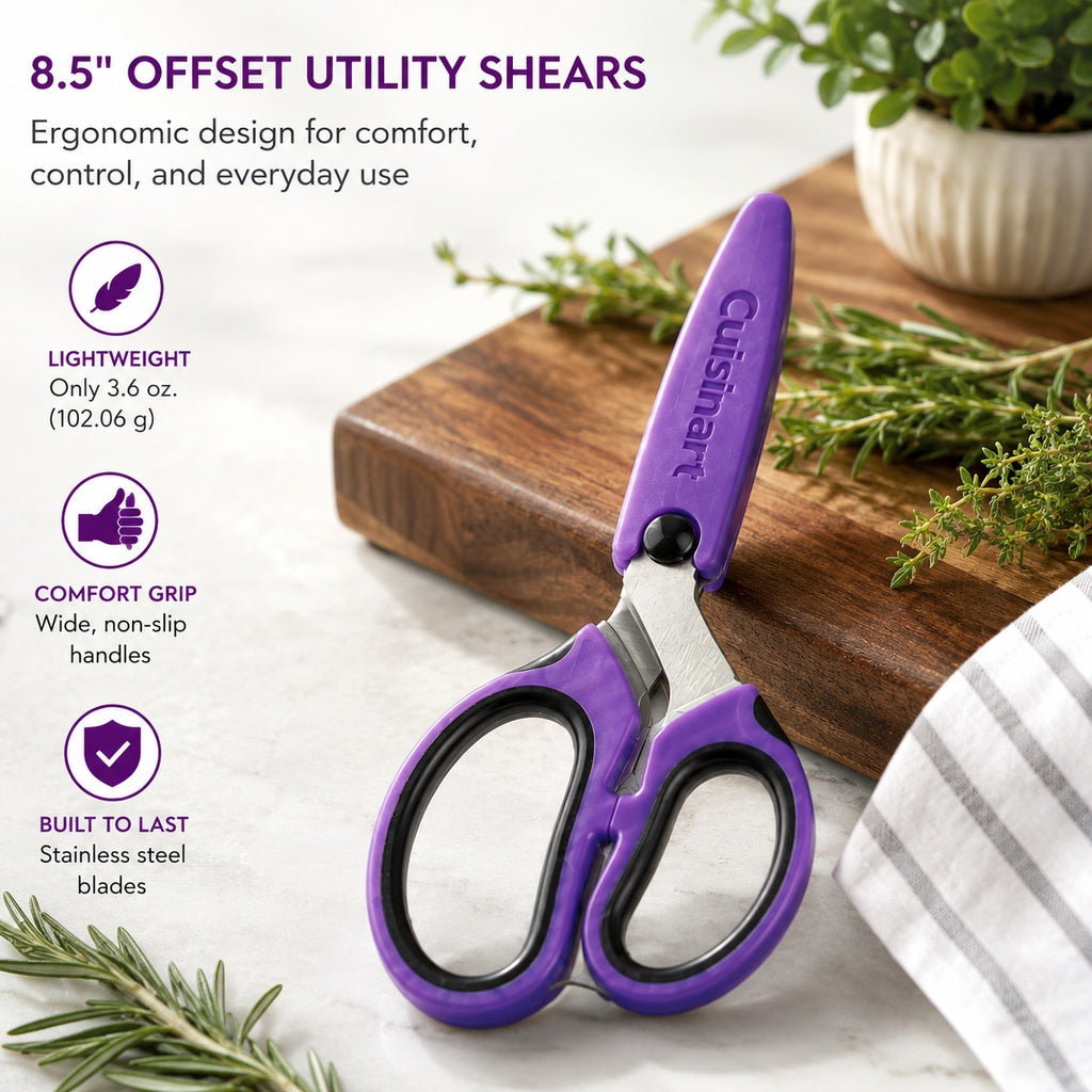 Cuisinart Classic Purple 8.5" Offset Utility Shears Stainless Steel Multi-Purpose Kitchen Scissors