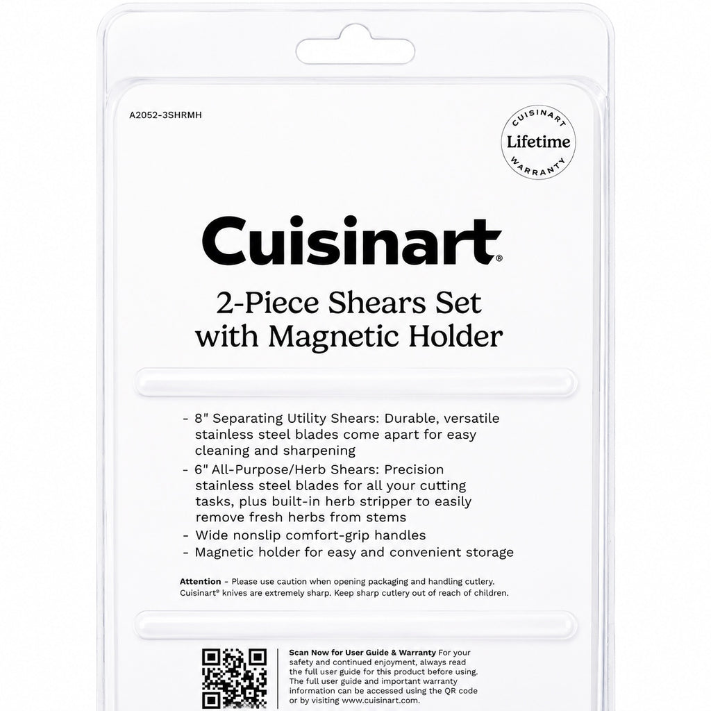 Cuisinart 2-Piece Kitchen Shears Set with Magnetic Holder 8" Utility Shears & 6" Herb Scissors Stainless Steel Kitchen Scissors Lifetime Warranty