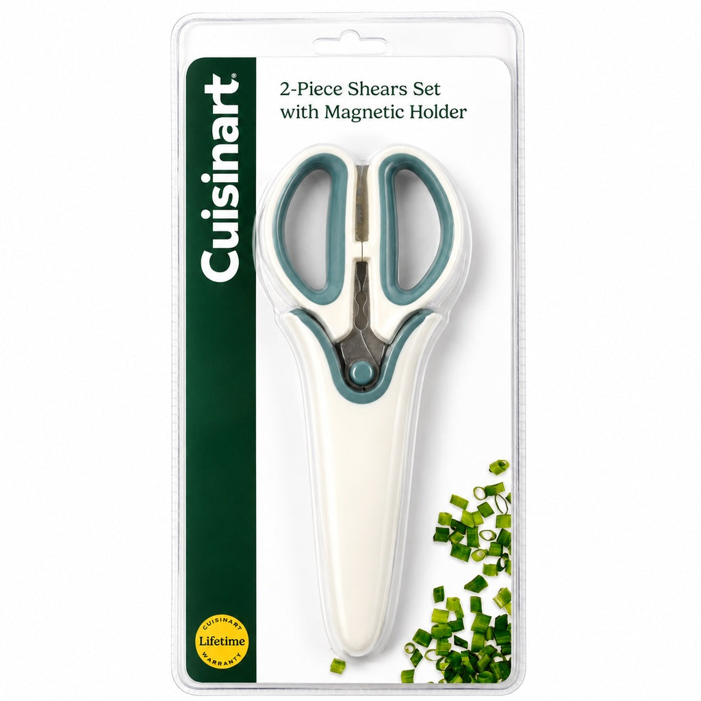 Cuisinart 2-Piece Kitchen Shears Set with Magnetic Holder 8" Utility Shears & 6" Herb Scissors Stainless Steel Kitchen Scissors Lifetime Warranty