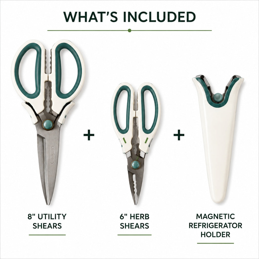 Cuisinart 2-Piece Kitchen Shears Set with Magnetic Holder 8" Utility Shears & 6" Herb Scissors Stainless Steel Kitchen Scissors Lifetime Warranty