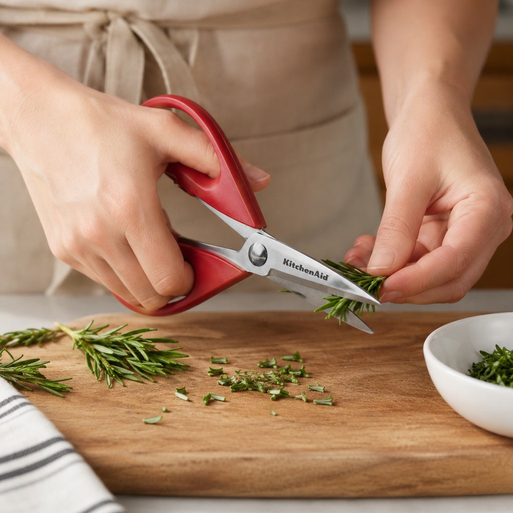 KitchenAid Red Kitchen Shears Heavy-Duty Stainless Steel Kitchen Scissors with Protective Sheath
