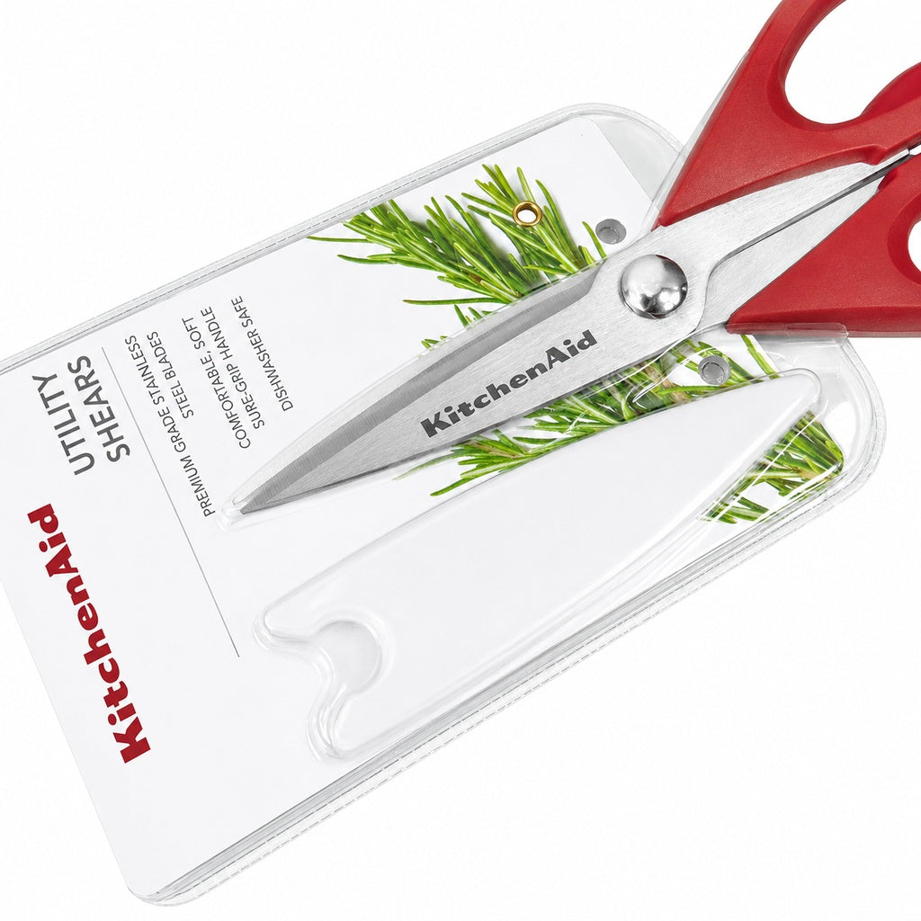 KitchenAid Red Kitchen Shears Heavy-Duty Stainless Steel Kitchen Scissors with Protective Sheath
