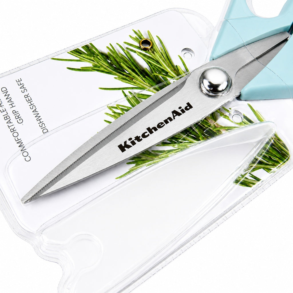 KitchenAid Aqua Green Kitchen Scissors Stainless-Steel Utility Shears with Protective Sheath