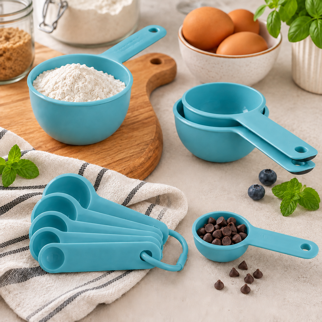 KitchenAid 9-Piece Measuring Cups & Spoons Set – Aqua Green, Dishwasher Safe