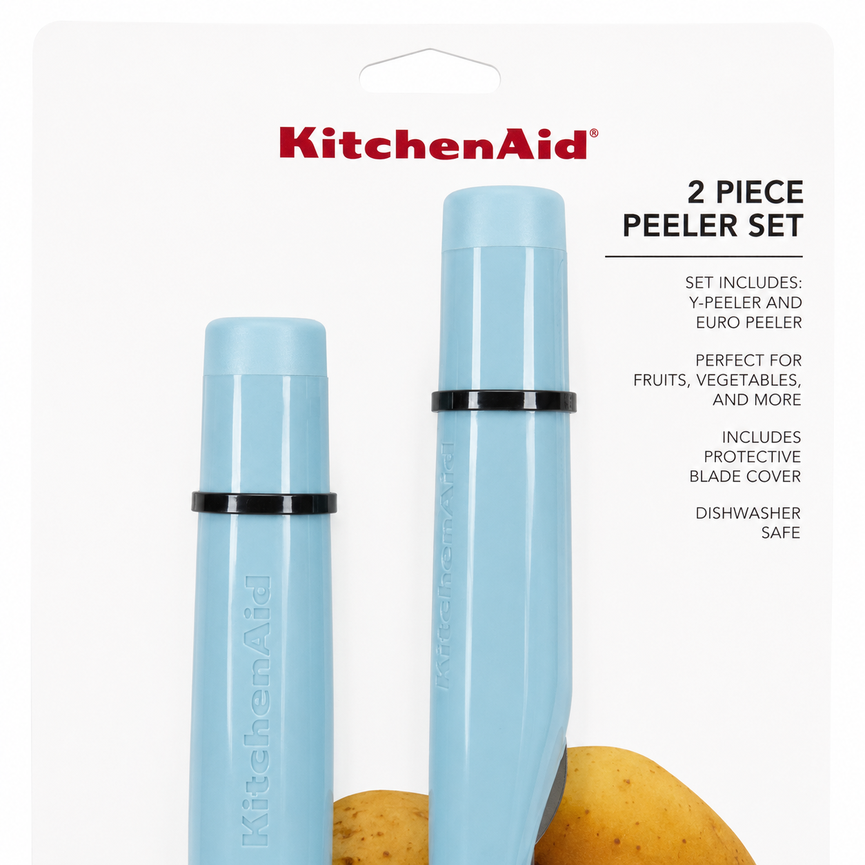 KitchenAid 2-Piece Vegetable Peeler Set Y Peeler & Euro Peeler with Blade Covers - Aqua Green