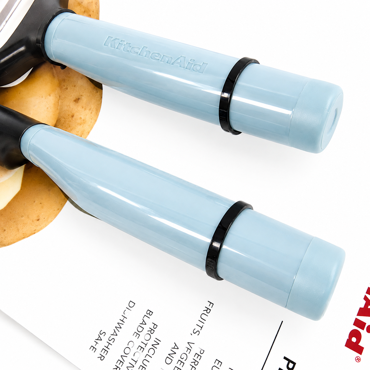 KitchenAid 2-Piece Vegetable Peeler Set Y Peeler & Euro Peeler with Blade Covers - Aqua Green