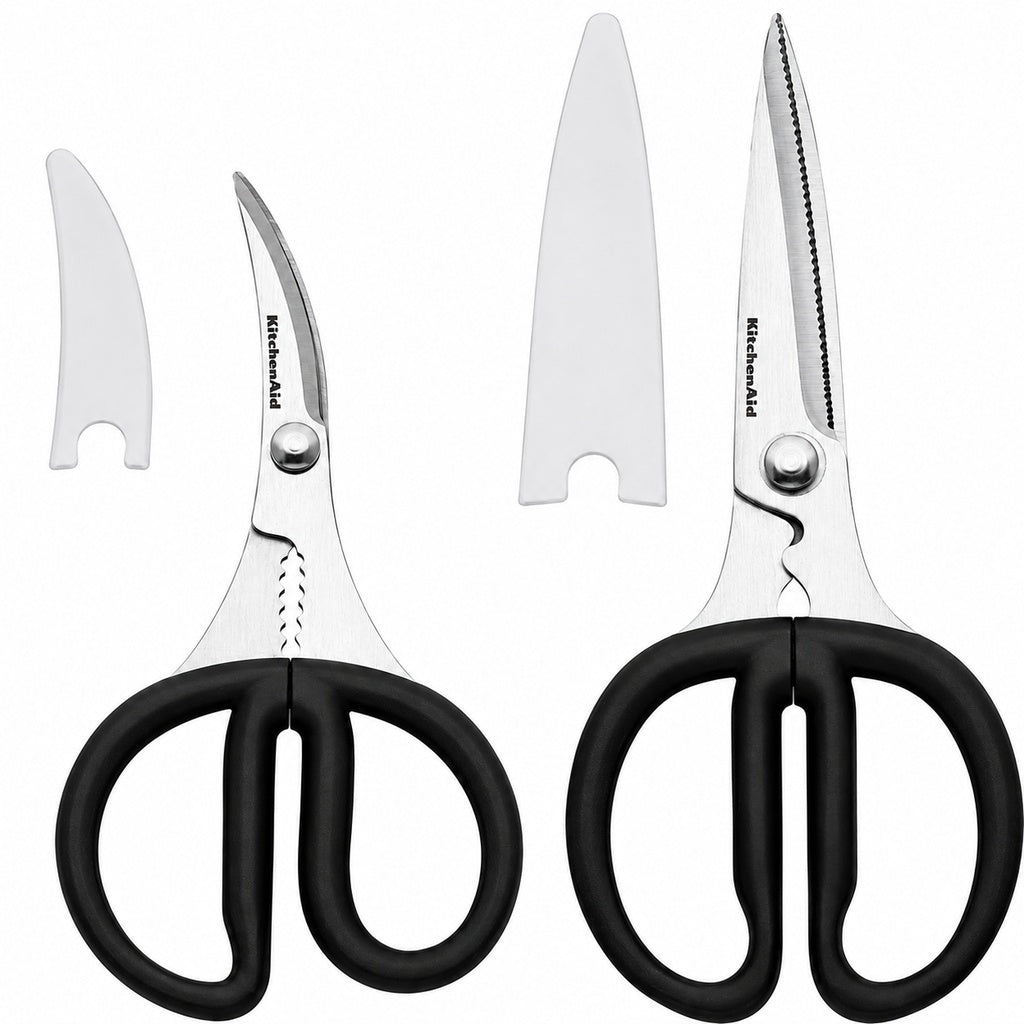 KitchenAid Kitchen Shears Set - 2 Piece Stainless Steel Kitchen Scissors & Seafood Shears with Protective Covers