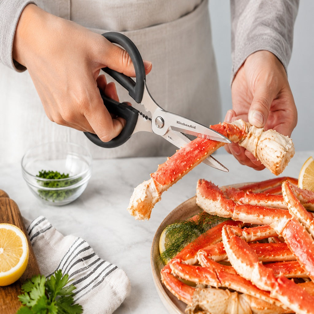 KitchenAid Kitchen Shears Set - 2 Piece Stainless Steel Kitchen Scissors & Seafood Shears with Protective Covers