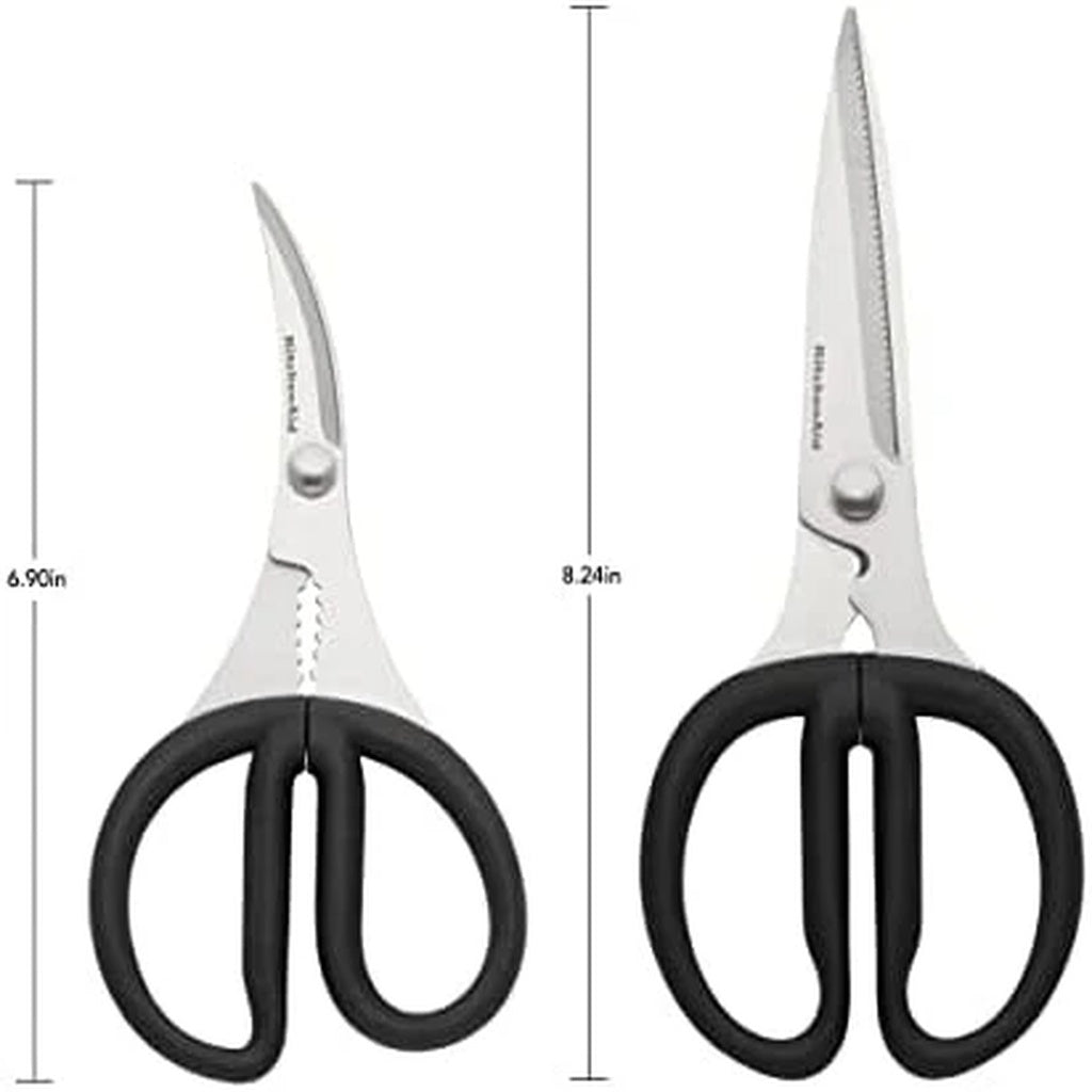 KitchenAid Kitchen Shears Set - 2 Piece Stainless Steel Kitchen Scissors & Seafood Shears with Protective Covers