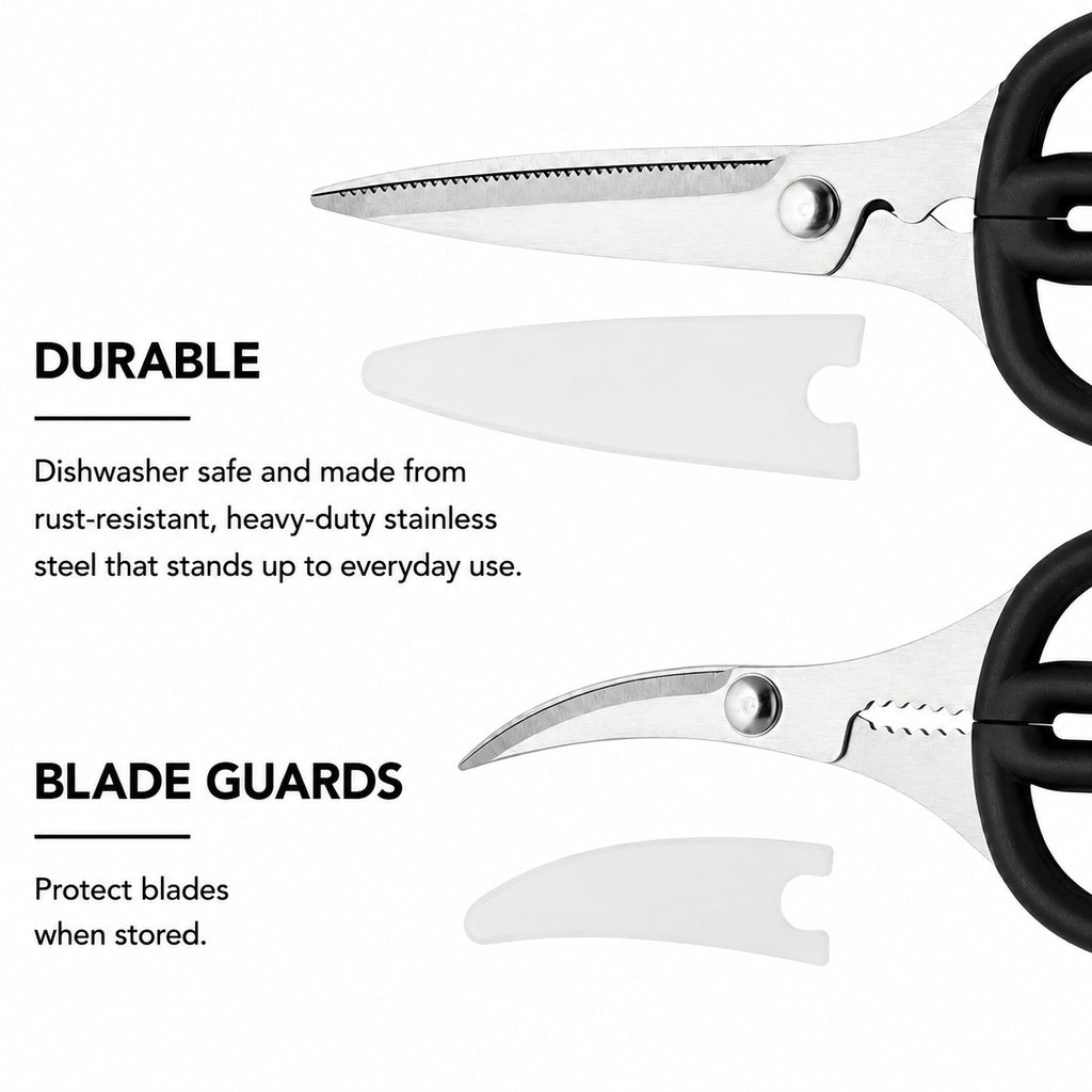KitchenAid Kitchen Shears Set - 2 Piece Stainless Steel Kitchen Scissors & Seafood Shears with Protective Covers