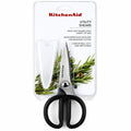 KitchenAid Mini Utility Shears with Protective Sheath Stainless Steel Micro-Serrated Kitchen Scissors for Herbs, Meat, Food Packaging & Everyday Cutting Black