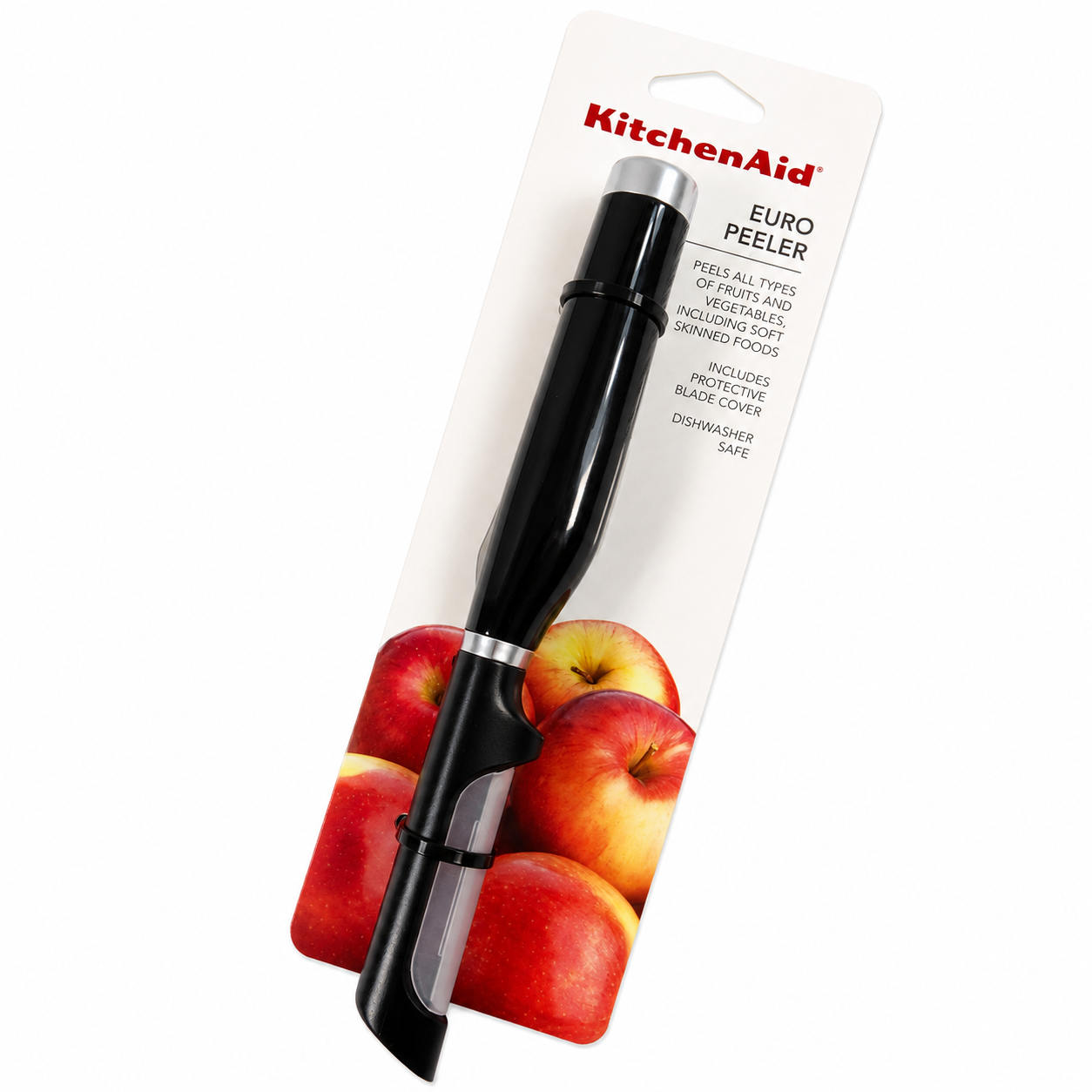 KitchenAid Euro Straight Peeler – Black Fruit & Vegetable Peeler with Protective Blade Cover