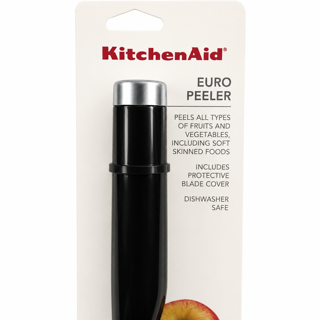 KitchenAid Euro Straight Peeler – Black Fruit & Vegetable Peeler with Protective Blade Cover