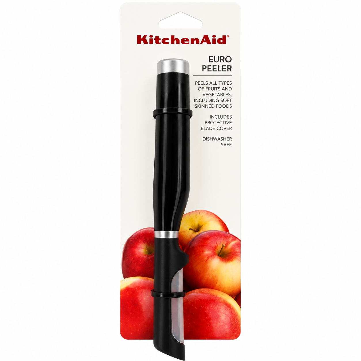 KitchenAid Euro Straight Peeler – Black Fruit & Vegetable Peeler with Protective Blade Cover