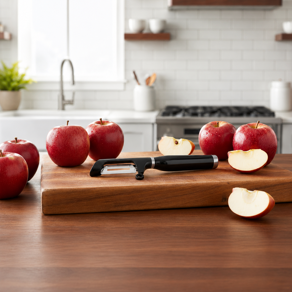 KitchenAid Euro Straight Peeler – Black Fruit & Vegetable Peeler with Protective Blade Cover