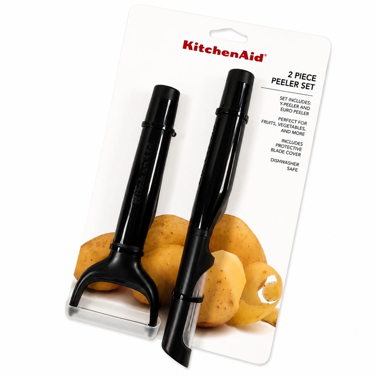 KitchenAid 2-Piece Vegetable Peeler Set with Blade Covers Y Peeler & Euro Peeler – Black