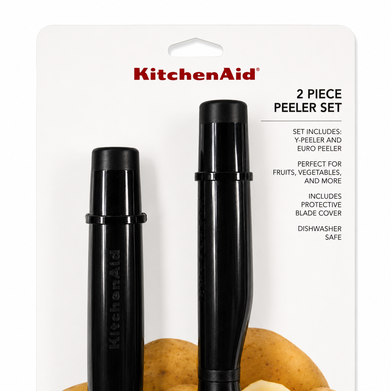 KitchenAid 2-Piece Vegetable Peeler Set with Blade Covers Y Peeler & Euro Peeler – Black