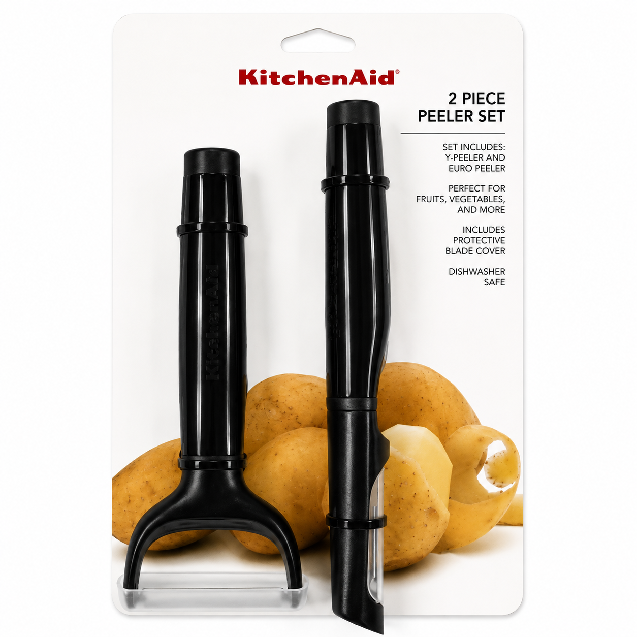 KitchenAid 2-Piece Vegetable Peeler Set with Blade Covers Y Peeler & Euro Peeler – Black