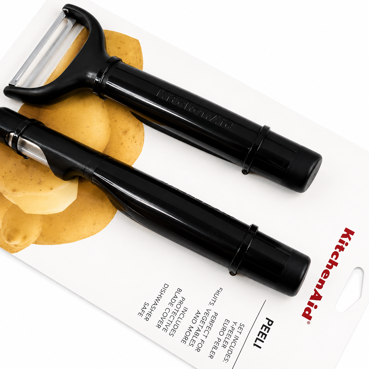 KitchenAid 2-Piece Vegetable Peeler Set with Blade Covers Y Peeler & Euro Peeler – Black