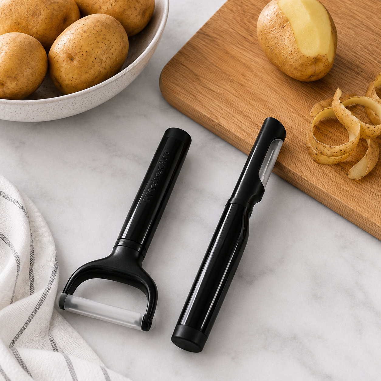 KitchenAid 2-Piece Vegetable Peeler Set with Blade Covers Y Peeler & Euro Peeler – Black