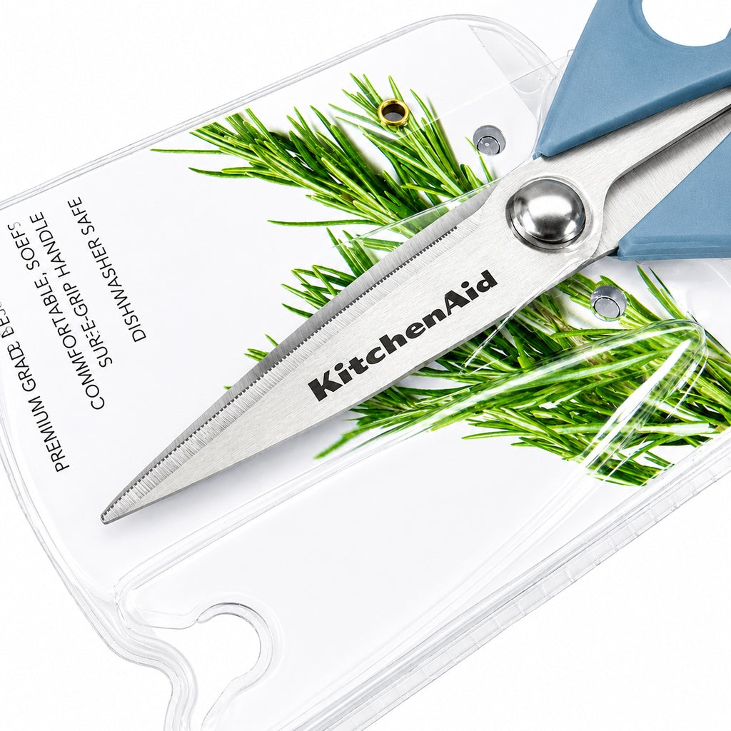 KitchenAid Light Blue Kitchen Scissors Stainless-Steel Utility Shears with Protective Sheath