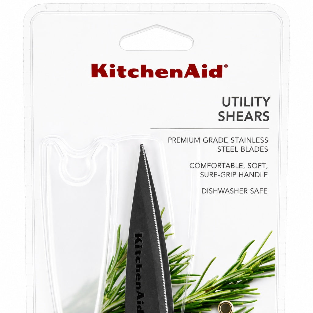 KitchenAid Light Blue Kitchen Scissors Stainless-Steel Utility Shears with Protective Sheath