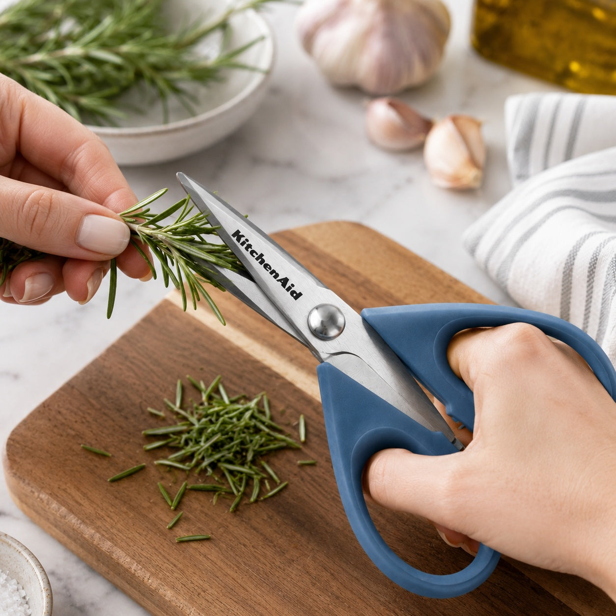 KitchenAid Light Blue Kitchen Scissors Stainless-Steel Utility Shears with Protective Sheath
