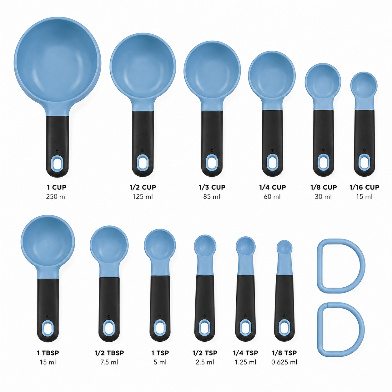 KitchenAid 9-Piece Measuring Cups & Spoons Set – Blue, Dishwasher Safe