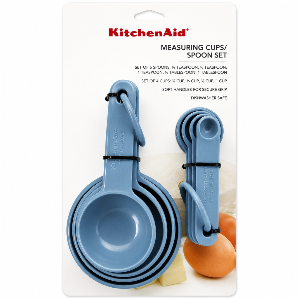 KitchenAid 9-Piece Measuring Cups & Spoons Set – Blue, Dishwasher Safe