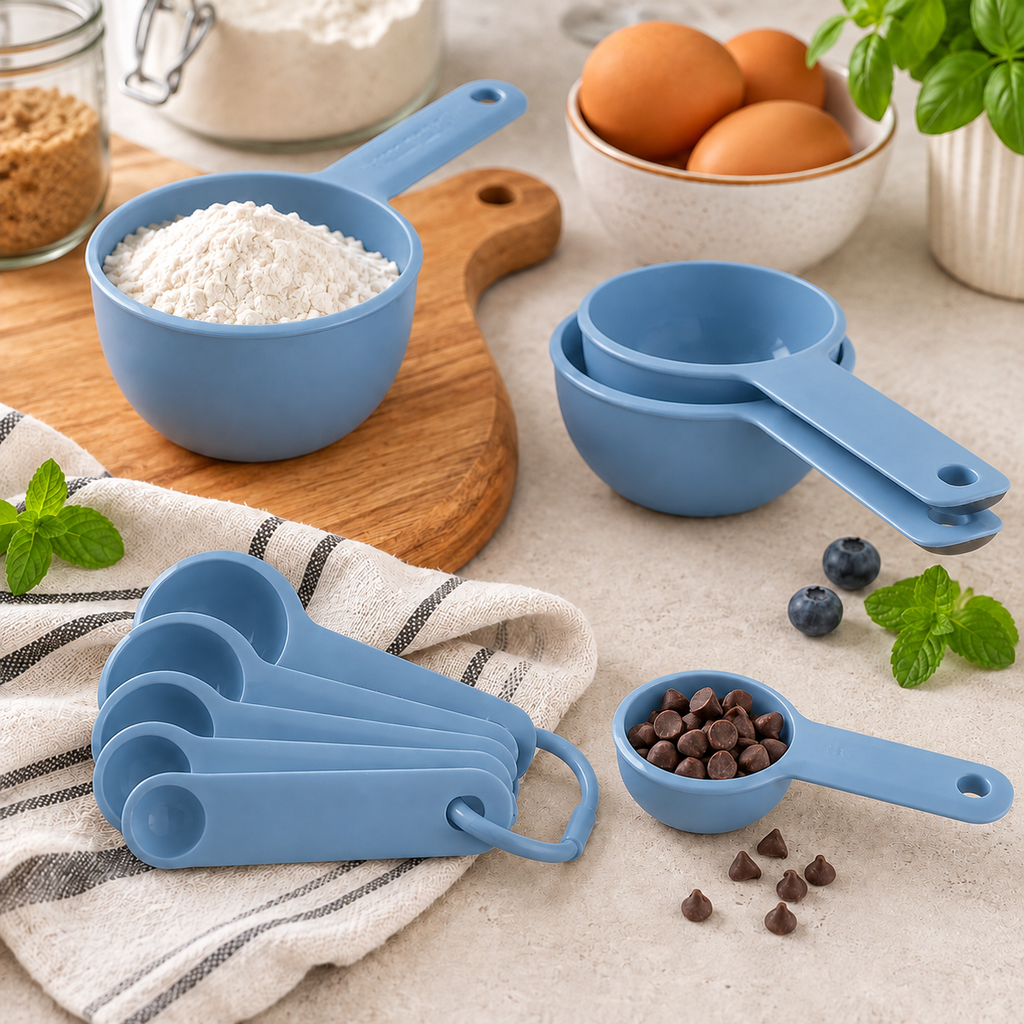 KitchenAid 9-Piece Measuring Cups & Spoons Set – Blue, Dishwasher Safe
