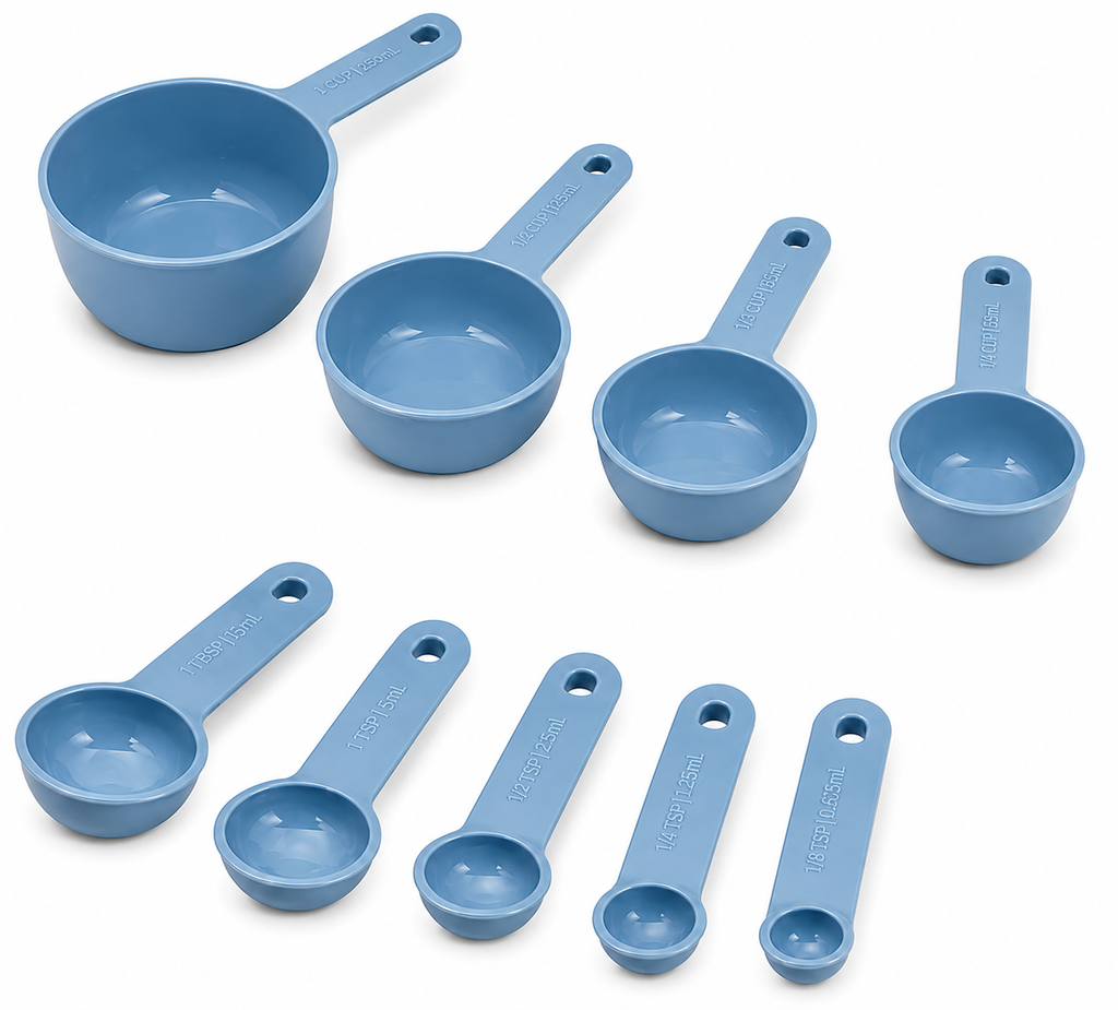 KitchenAid 9-Piece Measuring Cups & Spoons Set – Blue, Dishwasher Safe
