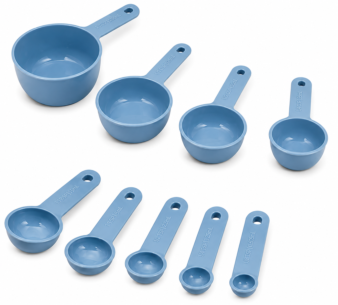KitchenAid 9-Piece Measuring Cups & Spoons Set – Blue, Dishwasher Safe