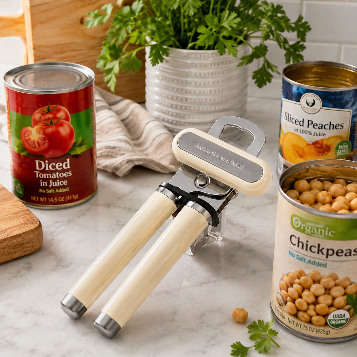 KitchenAid Multifunction Can Opener & Bottle Opener - Cream White