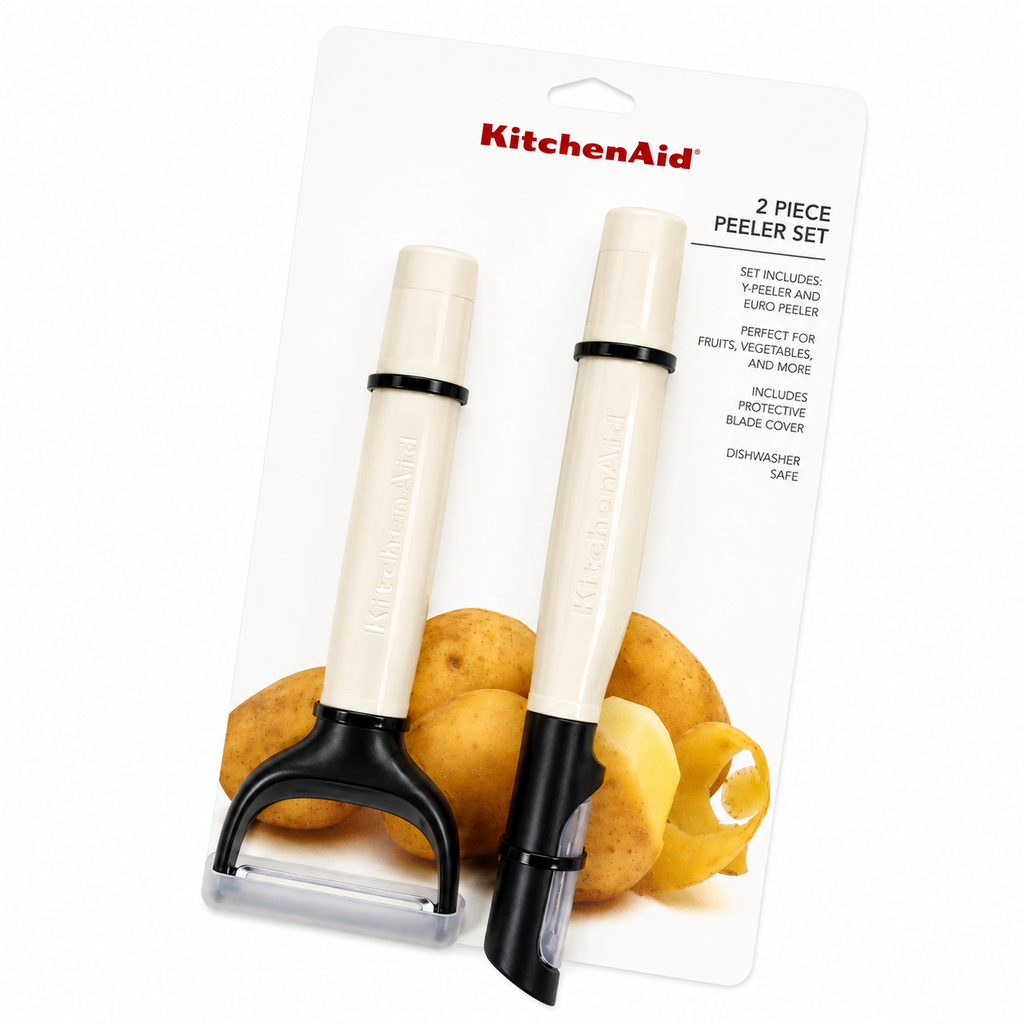 KitchenAid 2-Piece Vegetable Peeler Set with Blade Covers Y Peeler & Euro Peeler – Cream White