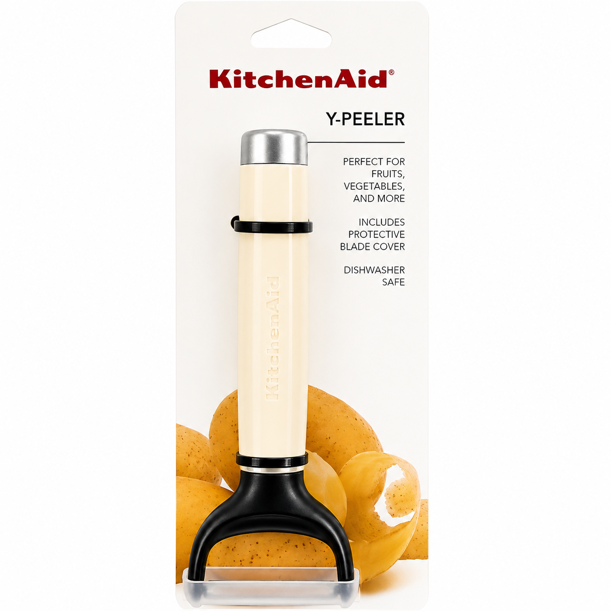KitchenAid Y Peeler with Protective Blade Cover – Cream White, Dishwasher Safe Vegetable & Fruit Peeler