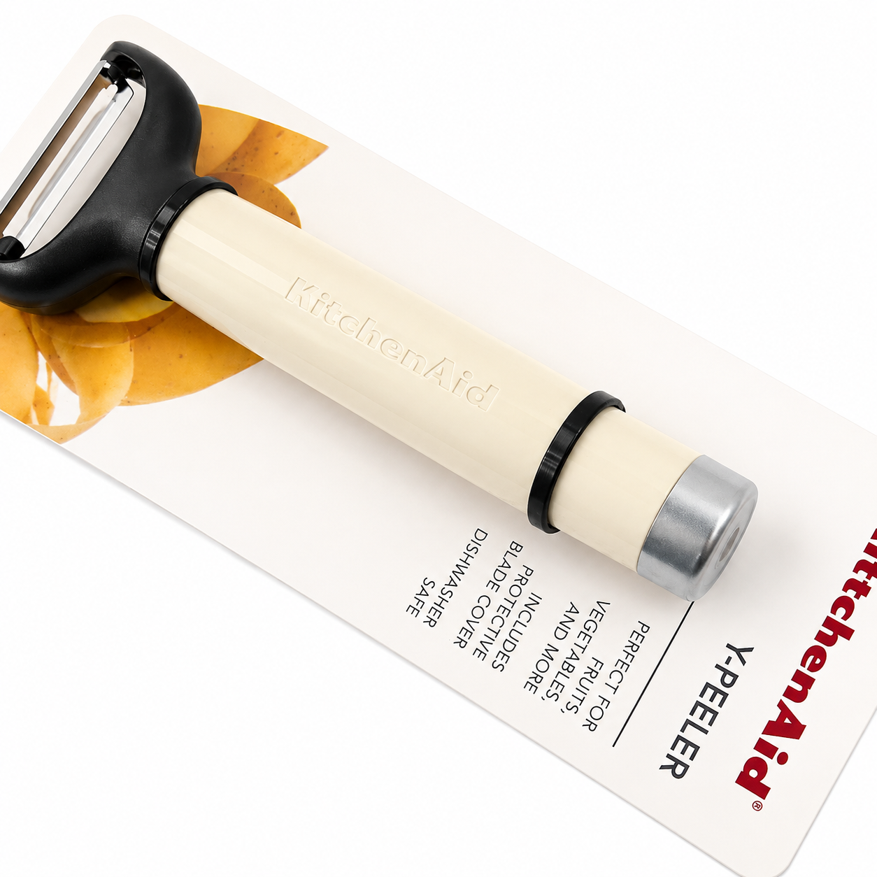 KitchenAid Y Peeler with Protective Blade Cover – Cream White, Dishwasher Safe Vegetable & Fruit Peeler