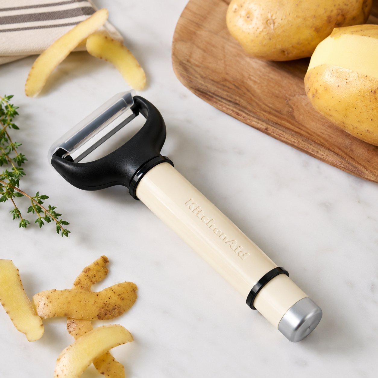 KitchenAid Y Peeler with Protective Blade Cover – Cream White, Dishwasher Safe Vegetable & Fruit Peeler