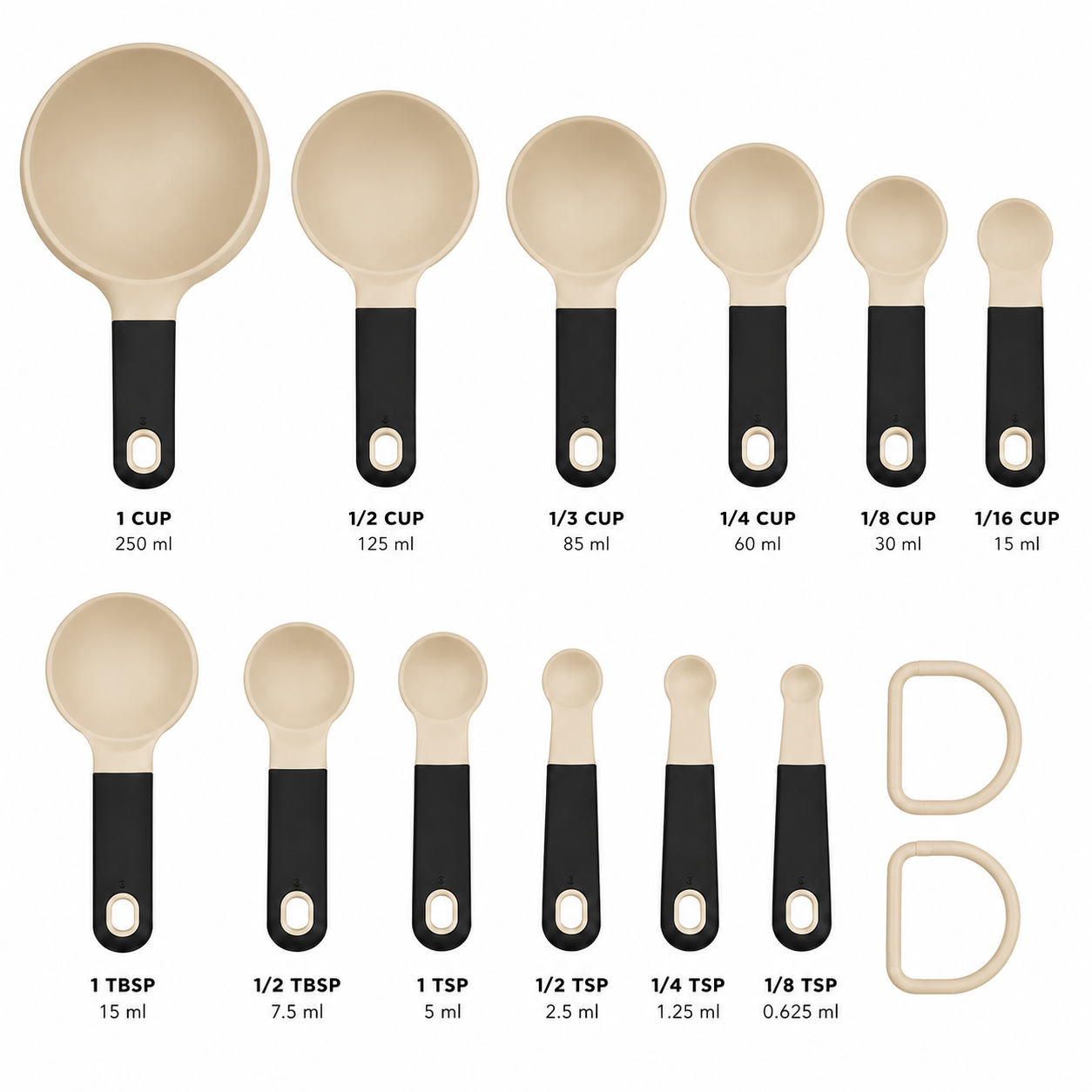 KitchenAid 9-Piece Measuring Cups & Spoons Set – Cream White, Dishwasher Safe
