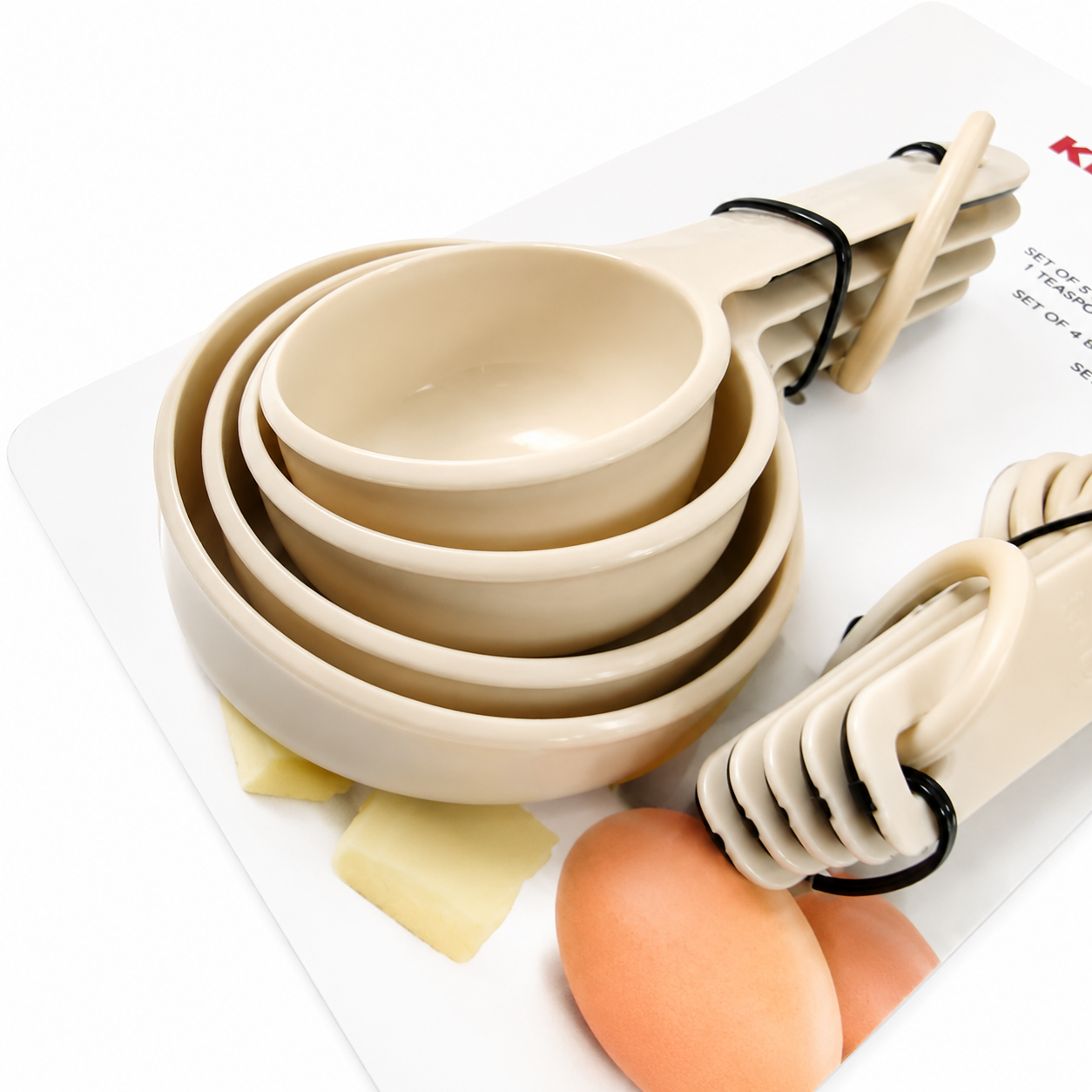KitchenAid 9-Piece Measuring Cups & Spoons Set – Cream White, Dishwasher Safe