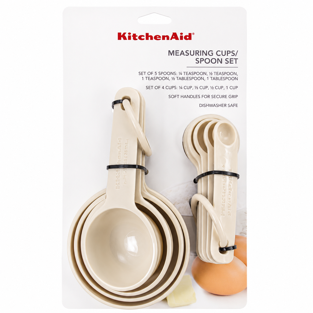 KitchenAid 9-Piece Measuring Cups & Spoons Set – Cream White, Dishwasher Safe