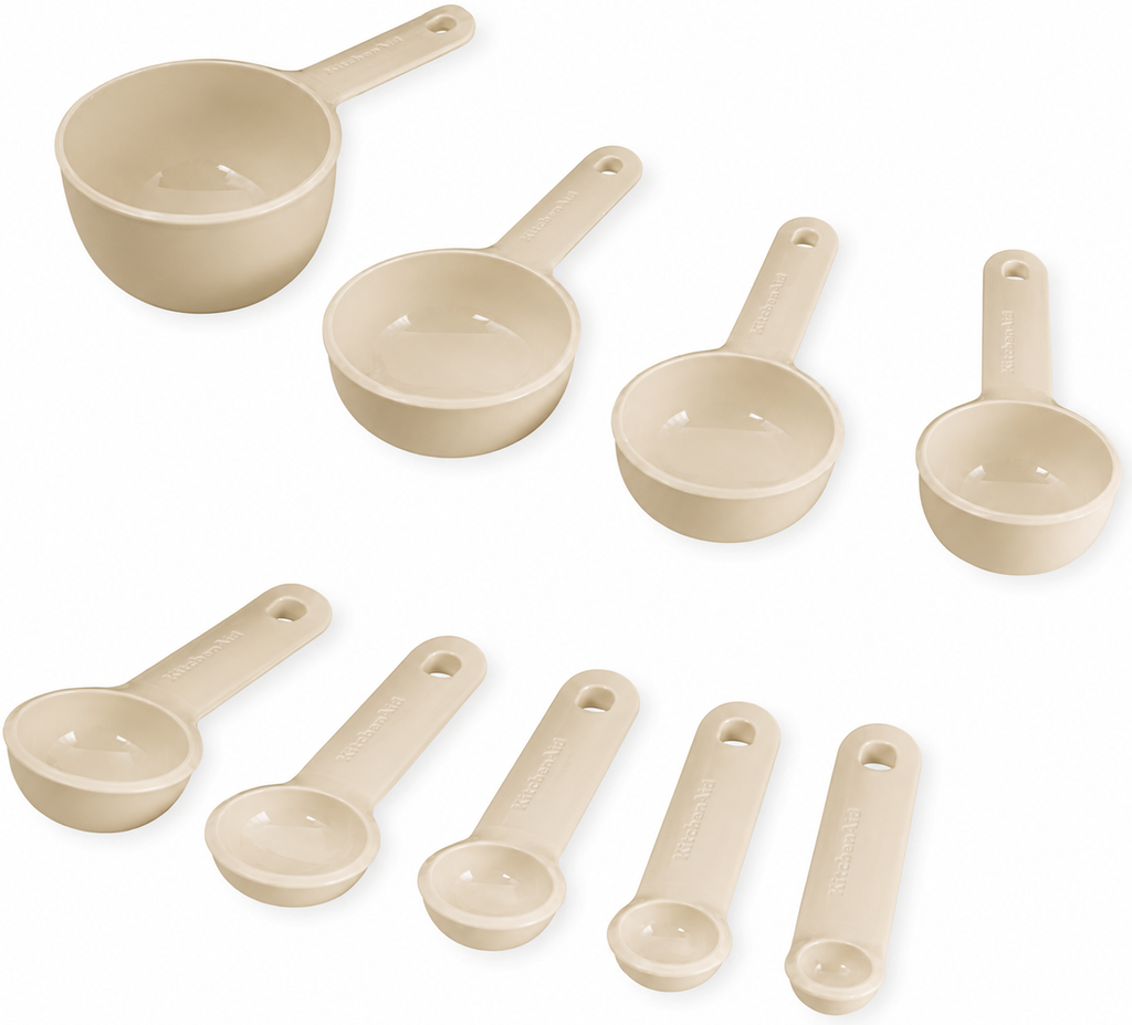 KitchenAid 9-Piece Measuring Cups & Spoons Set – Cream White, Dishwasher Safe