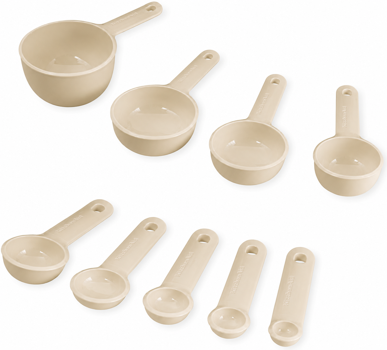 KitchenAid 9-Piece Measuring Cups & Spoons Set – Cream White, Dishwasher Safe